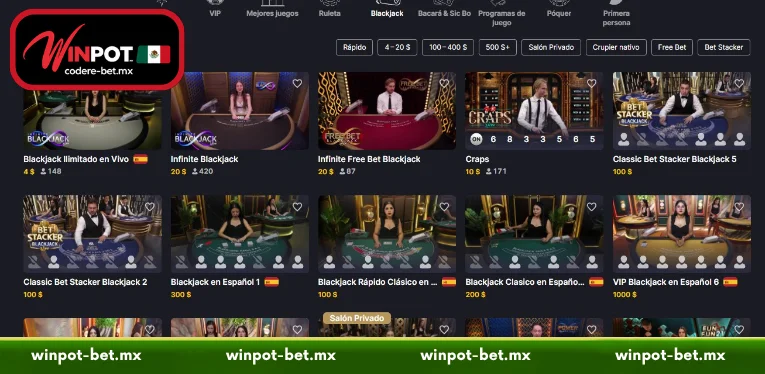 Popular Blackjack Variations at Winpot Today
