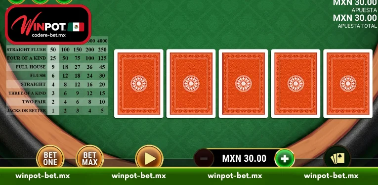 Rules and mechanics of Video Poker at Winpot